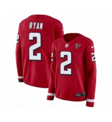 Women's Nike Atlanta Falcons #2 Matt Ryan Limited Red Therma Long Sleeve NFL Jersey