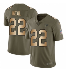 Youth Nike Atlanta Falcons #22 Keanu Neal Limited Olive/Gold 2017 Salute to Service NFL Jersey