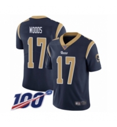 Men's Los Angeles Rams #17 Robert Woods Navy Blue Team Color Vapor Untouchable Limited Player 100th Season Football Jersey