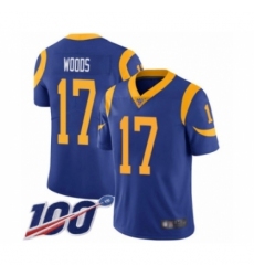 Men's Los Angeles Rams #17 Robert Woods Royal Blue Alternate Vapor Untouchable Limited Player 100th Season Football Jersey