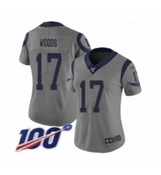 Women's Los Angeles Rams #17 Robert Woods Limited Gray Inverted Legend 100th Season Football Jersey