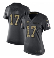 Women's Nike Los Angeles Rams #17 Robert Woods Limited Black 2016 Salute to Service NFL Jersey