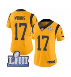 Women's Nike Los Angeles Rams #17 Robert Woods Limited Gold Rush Vapor Untouchable Super Bowl LIII Bound NFL Jersey