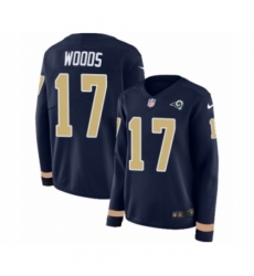 Women's Nike Los Angeles Rams #17 Robert Woods Limited Navy Blue Therma Long Sleeve NFL Jersey