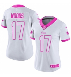 Women's Nike Los Angeles Rams #17 Robert Woods Limited White/Pink Rush Fashion NFL Jersey