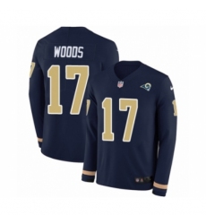 Youth Nike Los Angeles Rams #17 Robert Woods Limited Navy Blue Therma Long Sleeve NFL Jersey