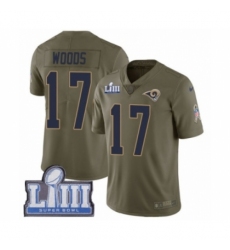 Youth Nike Los Angeles Rams #17 Robert Woods Limited Olive 2017 Salute to Service Super Bowl LIII Bound NFL Jersey