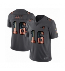 Men's Los Angeles Rams #16 Jared Goff Limited Black USA Flag 2019 Salute To Service Football Jersey