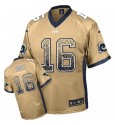 Men's Nike Los Angeles Rams #16 Jared Goff Elite Gold Drift Fashion NFL Jersey