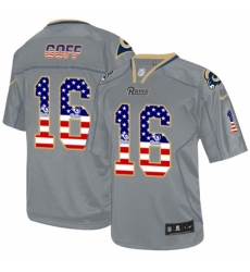Men's Nike Los Angeles Rams #16 Jared Goff Elite Grey USA Flag Fashion NFL Jersey