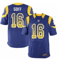 Men's Nike Los Angeles Rams #16 Jared Goff Elite Royal Blue Alternate Drift Fashion NFL Jersey