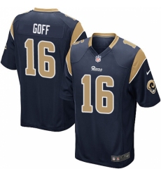 Men's Nike Los Angeles Rams #16 Jared Goff Game Navy Blue Team Color NFL Jersey