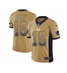 Men's Nike Los Angeles Rams #16 Jared Goff Limited Gold Rush Drift Fashion NFL Jersey