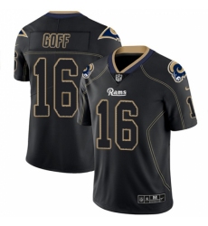 Men's Nike Los Angeles Rams #16 Jared Goff Limited Lights Out Black Rush NFL Jersey