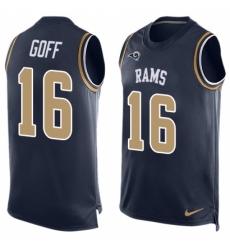 Men's Nike Los Angeles Rams #16 Jared Goff Limited Navy Blue Player Name & Number Tank Top NFL Jersey