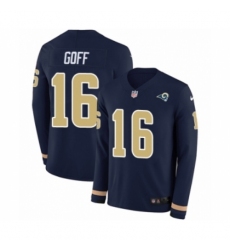 Men's Nike Los Angeles Rams #16 Jared Goff Limited Navy Blue Therma Long Sleeve NFL Jersey