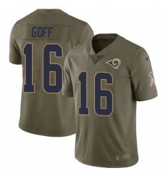 Men's Nike Los Angeles Rams #16 Jared Goff Limited Olive 2017 Salute to Service NFL Jersey