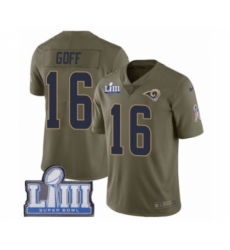 Men's Nike Los Angeles Rams #16 Jared Goff Limited Olive 2017 Salute to Service Super Bowl LIII Bound NFL Jersey
