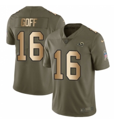 Men's Nike Los Angeles Rams #16 Jared Goff Limited Olive/Gold 2017 Salute to Service NFL Jersey