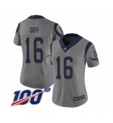 Women's Los Angeles Rams #16 Jared Goff Limited Gray Inverted Legend 100th Season Football Jersey