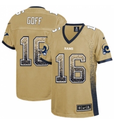 Women's Nike Los Angeles Rams #16 Jared Goff Elite Gold Drift Fashion NFL Jersey