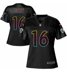 Women's Nike Los Angeles Rams #16 Jared Goff Game Black Fashion NFL Jersey