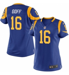 Women's Nike Los Angeles Rams #16 Jared Goff Game Royal Blue Alternate NFL Jersey
