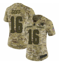 Women's Nike Los Angeles Rams #16 Jared Goff Limited Camo 2018 Salute to Service NFL Jersey