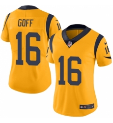Women's Nike Los Angeles Rams #16 Jared Goff Limited Gold Rush Vapor Untouchable NFL Jersey