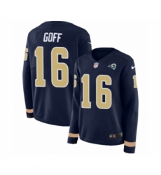 Women's Nike Los Angeles Rams #16 Jared Goff Limited Navy Blue Therma Long Sleeve NFL Jersey