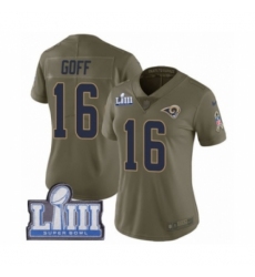 Women's Nike Los Angeles Rams #16 Jared Goff Limited Olive 2017 Salute to Service Super Bowl LIII Bound NFL Jersey