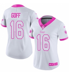 Women's Nike Los Angeles Rams #16 Jared Goff Limited White/Pink Rush Fashion NFL Jersey