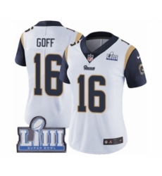 Women's Nike Los Angeles Rams #16 Jared Goff White Vapor Untouchable Limited Player Super Bowl LIII Bound NFL Jersey