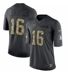 Youth Nike Los Angeles Rams #16 Jared Goff Limited Black 2016 Salute to Service NFL Jersey