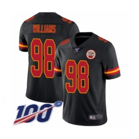 Men's Kansas City Chiefs #98 Xavier Williams Limited Black Rush Vapor Untouchable 100th Season Football Jersey Men's Kansas City Chiefs #98 Xavier Williams Limited Black Rush Vapor Untouchable 100th Season Football Jersey