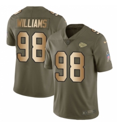 Men's Nike Kansas City Chiefs #98 Xavier Williams Limited Olive Gold 2017 Salute to Service NFL Jersey
