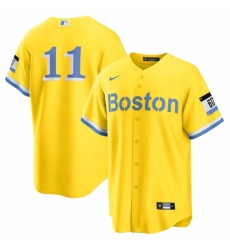 Men's Boston Red Sox #11 Rafael Devers Nike Gold-Light Blue 2021 City Connect Replica Player Jersey