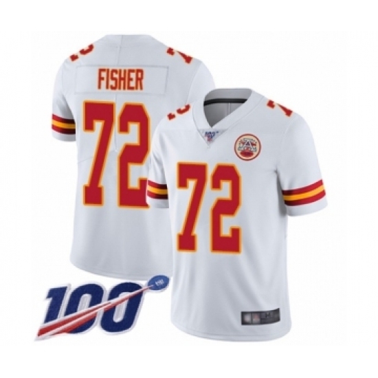 Men's Kansas City Chiefs #72 Eric Fisher White Vapor Untouchable Limited Player 100th Season Football Jersey Men's Kansas City Chiefs #72 Eric Fisher White Vapor Untouchable Limited Player 100th Season Football Jersey