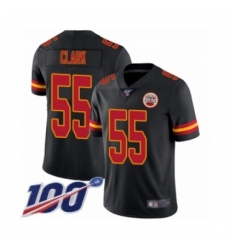 Men's Kansas City Chiefs #55 Frank Clark Limited Black Rush Vapor Untouchable 100th Season Football Jersey