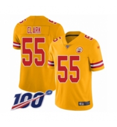 Men's Kansas City Chiefs #55 Frank Clark Limited Gold Inverted Legend 100th Season Football Jersey