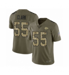 Men's Kansas City Chiefs #55 Frank Clark Limited Olive Camo 2017 Salute to Service Football Jersey