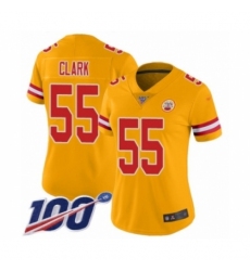 Women's Kansas City Chiefs #55 Frank Clark Limited Gold Inverted Legend 100th Season Football Jersey