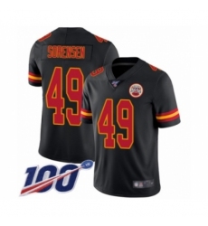 Men's Kansas City Chiefs #49 Daniel Sorensen Limited Black Rush Vapor Untouchable 100th Season Football Jersey