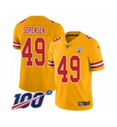 Men's Kansas City Chiefs #49 Daniel Sorensen Limited Gold Inverted Legend 100th Season Football Jersey