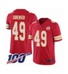 Men's Kansas City Chiefs #49 Daniel Sorensen Red Team Color Vapor Untouchable Limited Player 100th Season Football Jersey