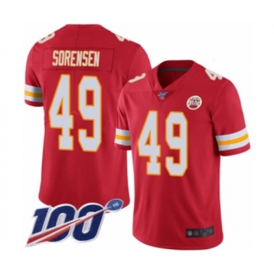 Men's Kansas City Chiefs #49 Daniel Sorensen Red Team Color Vapor Untouchable Limited Player 100th Season Football Jersey Men's Kansas City Chiefs #49 Daniel Sorensen Red Team Color Vapor Untouchable Limited Player 100th Season Football Jersey