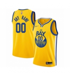 Men's Golden State Warriors Customized Authentic Gold Finished Basketball Jersey - Statement Edition
