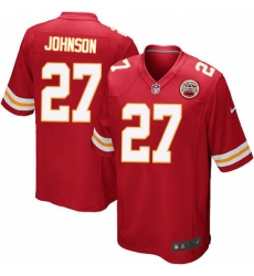 Men's Nike Kansas City Chiefs #27 Larry Johnson Game Red Team Color NFL Jersey