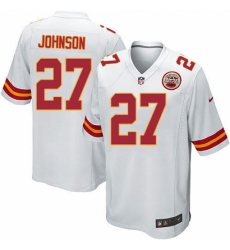 Men's Nike Kansas City Chiefs #27 Larry Johnson Game White NFL Jersey