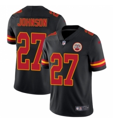 Men's Nike Kansas City Chiefs #27 Larry Johnson Limited Black Rush Vapor Untouchable NFL Jersey